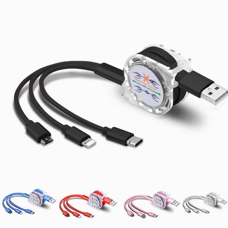 3 - in - 1 Retractable Charging Cord For Phone And Ipad - Yorkn Inc✅