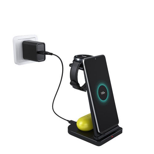 3 - in - 1 Wireless Charge 15w+wall Charger - Yorkn Inc✅