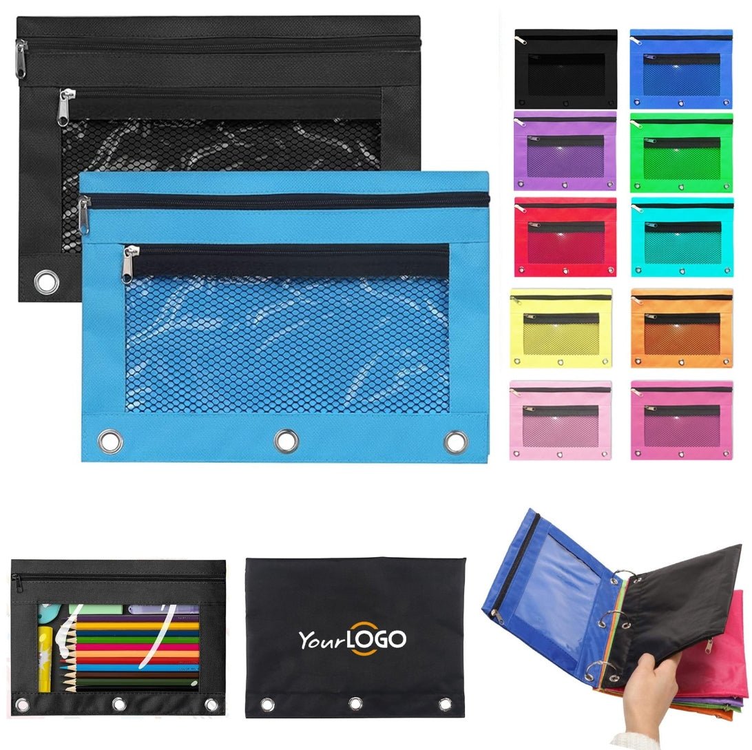 3 - ring Pen Pencil Pouch With Clear Window - Yorkn Inc✅