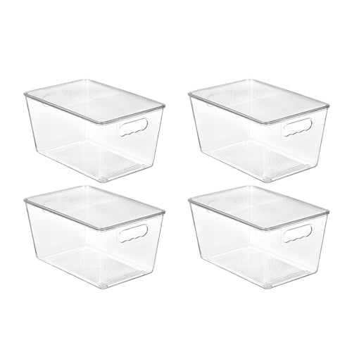 4pcs Clear Storage Bin With Lid - Yorkn Inc✅