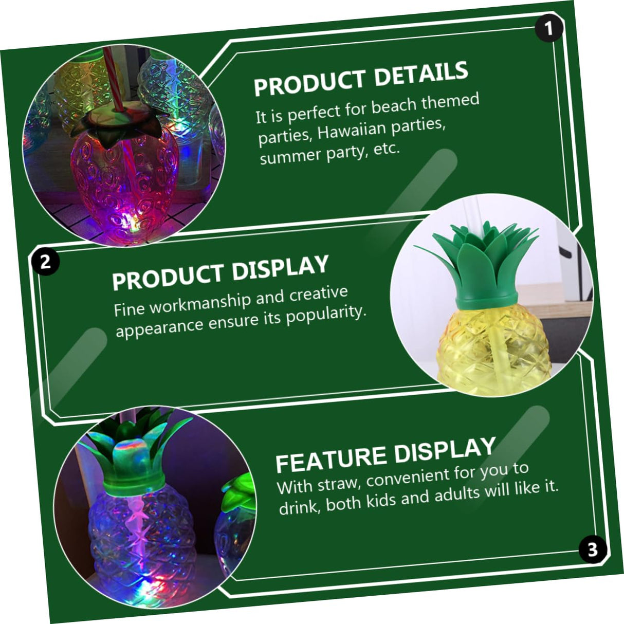 500ml Pineapple Plastic Led Drinking Cup - Yorkn Inc✅