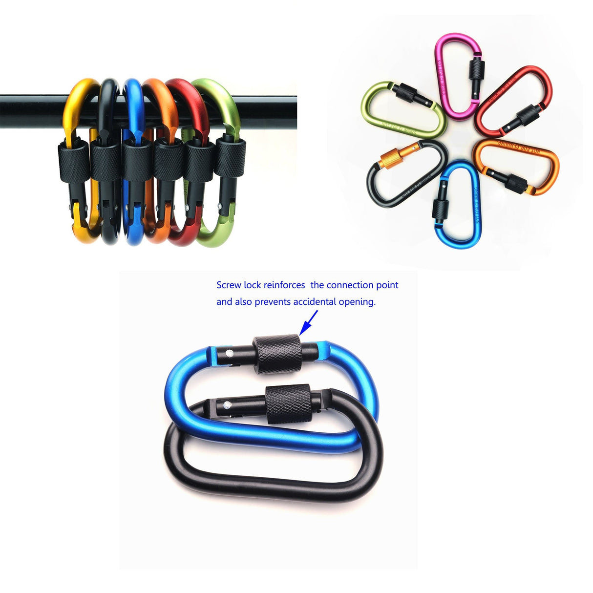 Aluminum Alloy Carabiner Screw Buckle Lock - Yorkn Inc✅