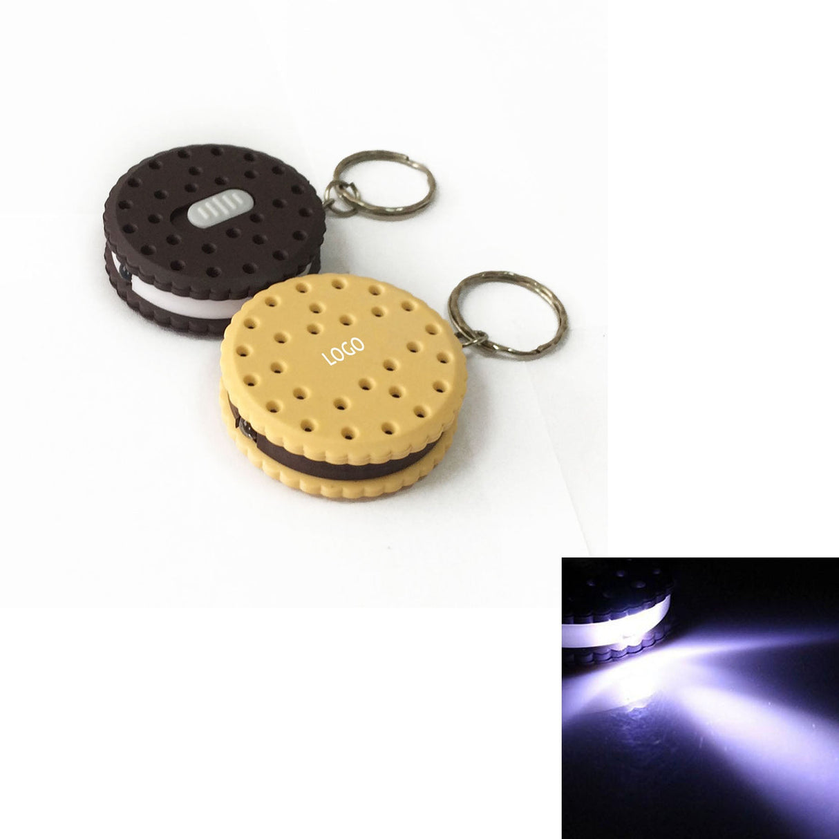 Biscuit Shaped Led Light Keychain - Yorkn Inc✅
