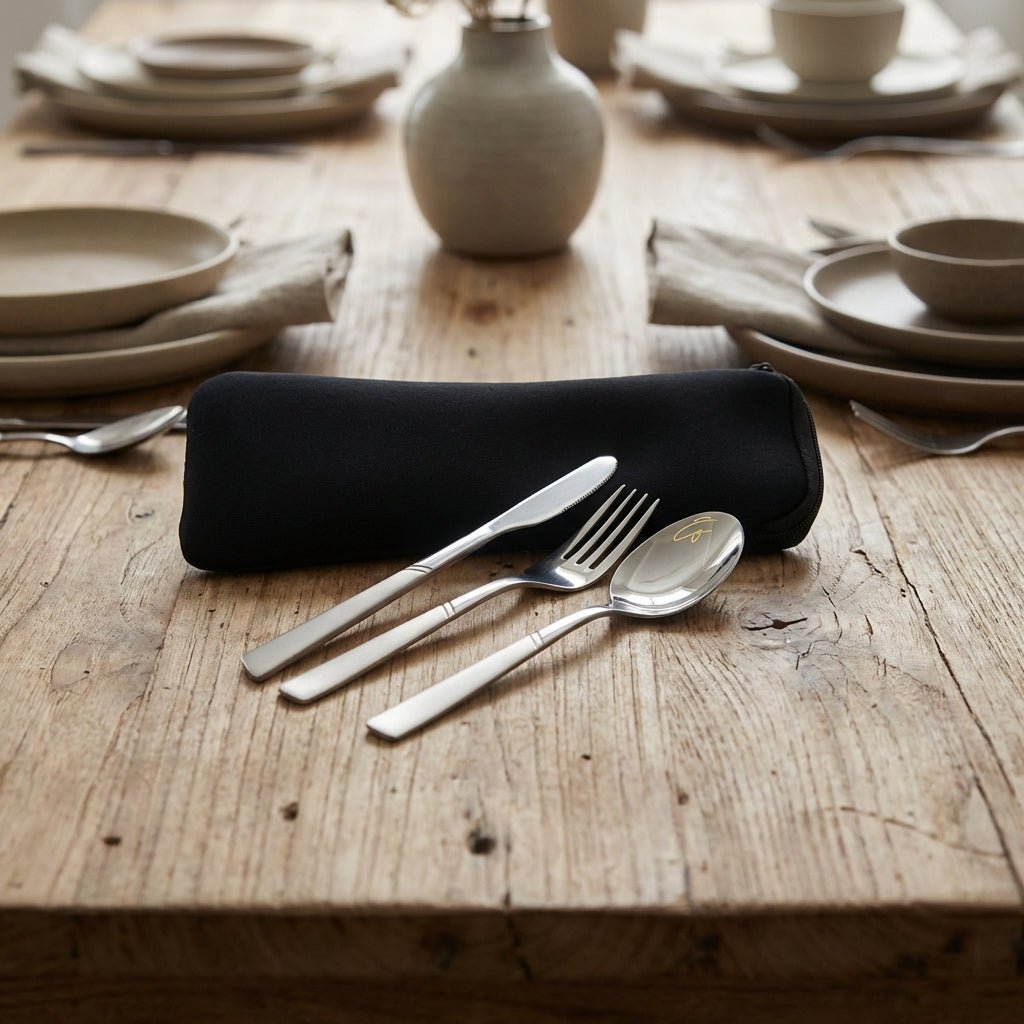 Eco - friendly Stainless Steel Utensil Set In Carry Pouch - Yorkn Inc✅