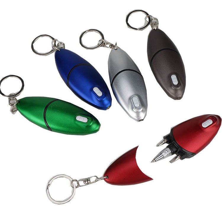 Keychain With Screwdriver, Ball Pen And Led Light - Yorkn Inc✅