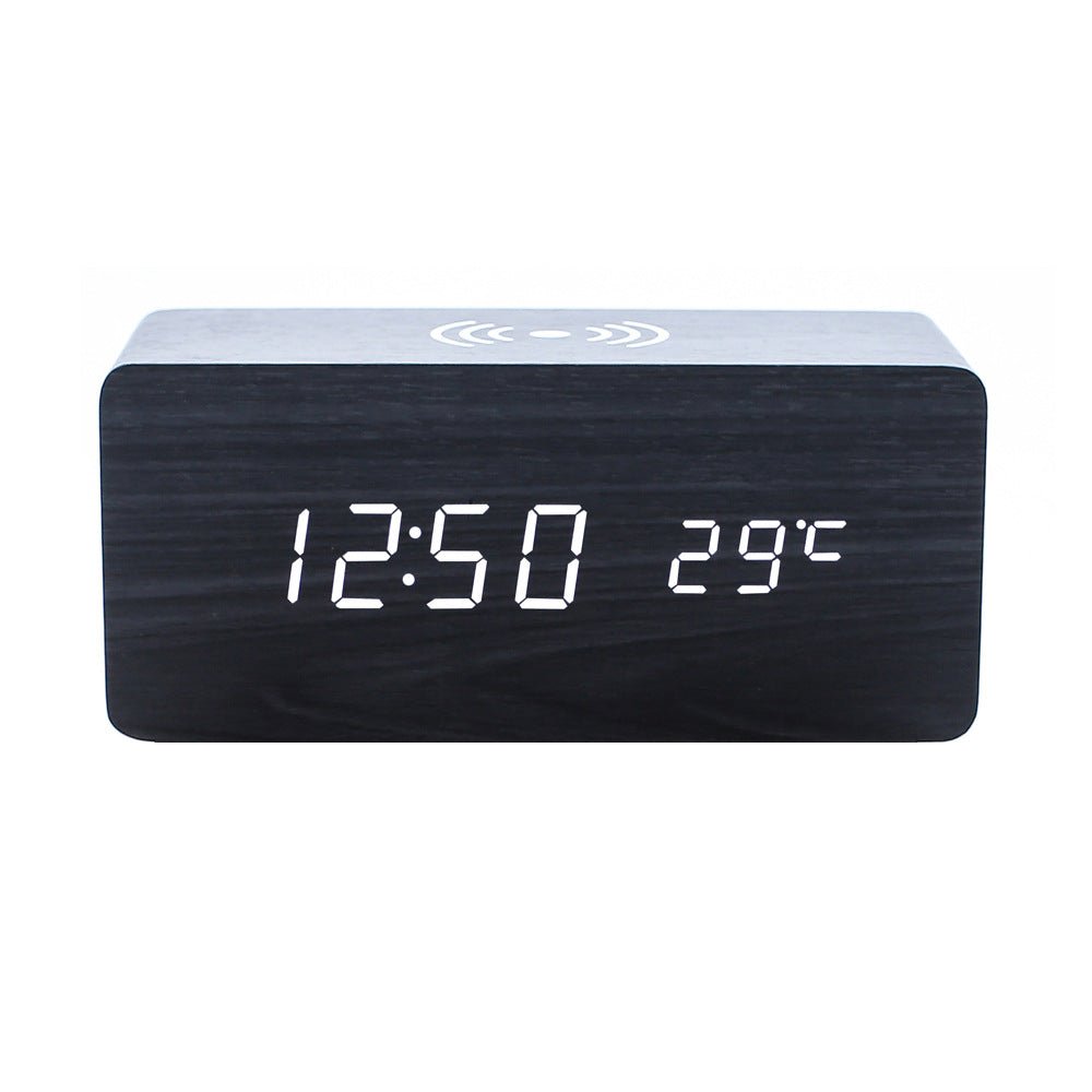 Led Wood Wireless Charging Clock - Yorkn Inc✅