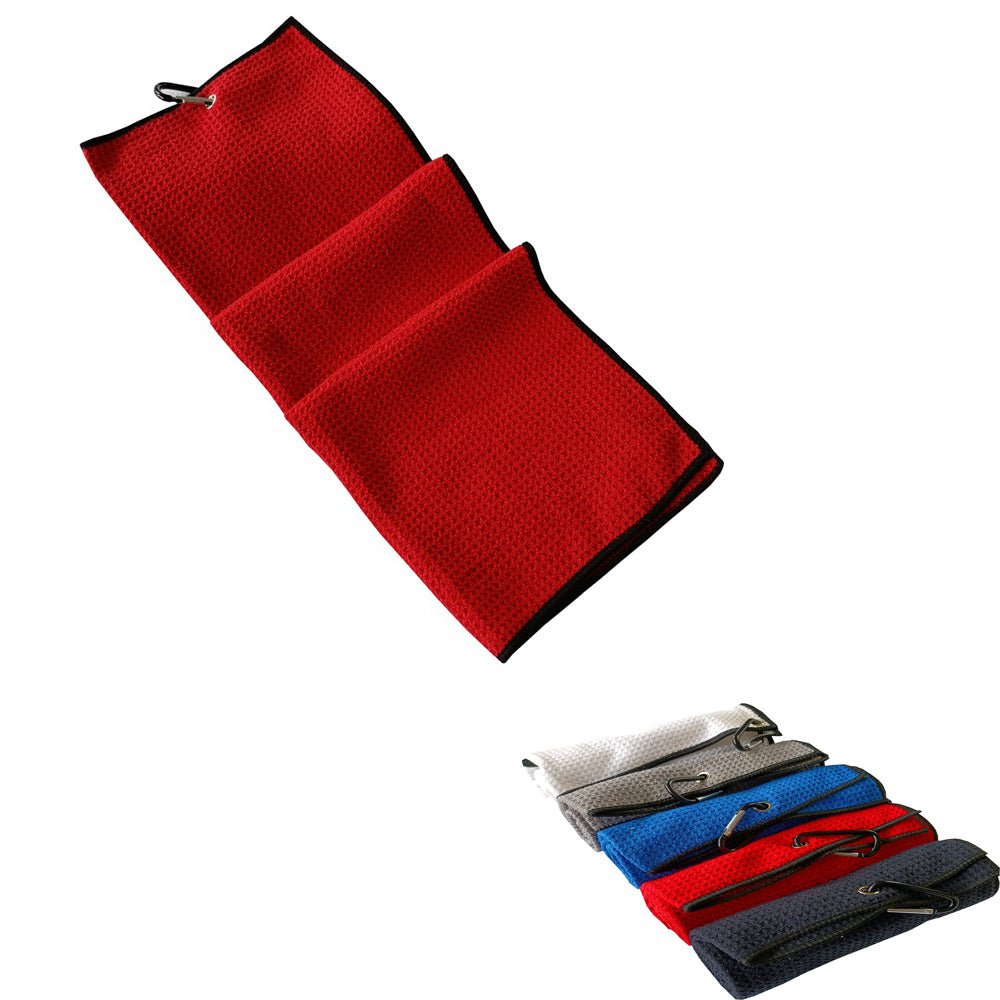 Microfiber Fabric Waffle Pattern Golf Towels With Carabiner - Yorkn Inc✅