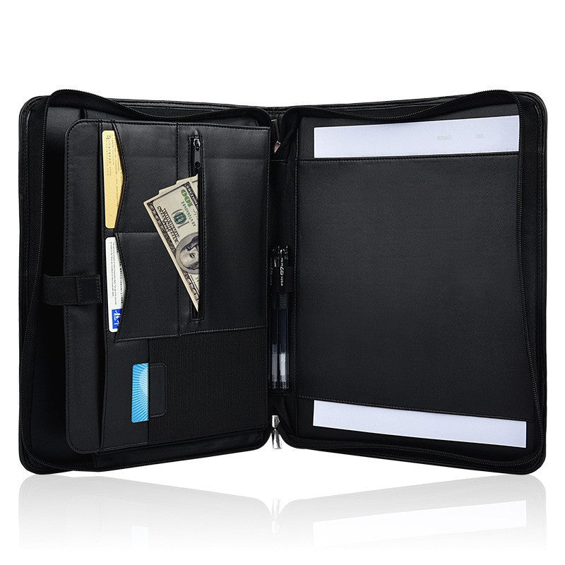 Pu Leather Zippered Briefcase - Yorkn Inc✅