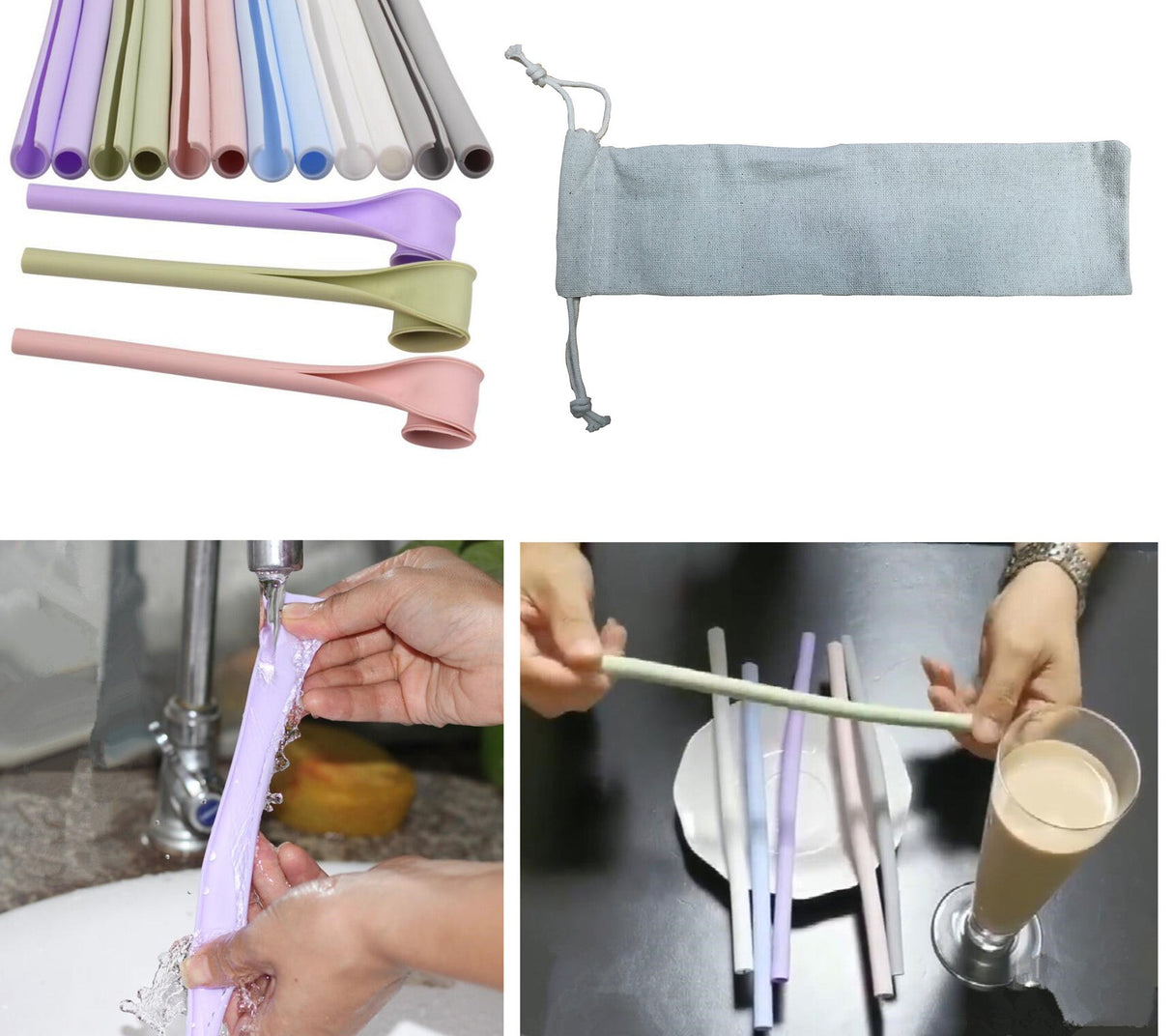 Reusable Openable Silicone Straws With Bag - Yorkn Inc✅