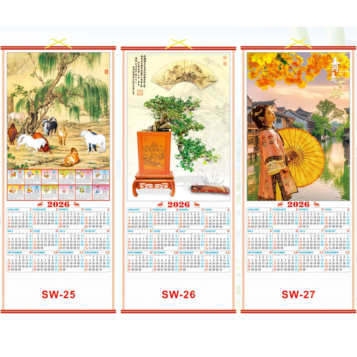 Scroll Wall Calendar 2026 Horse Year - Yorkn Inc✅