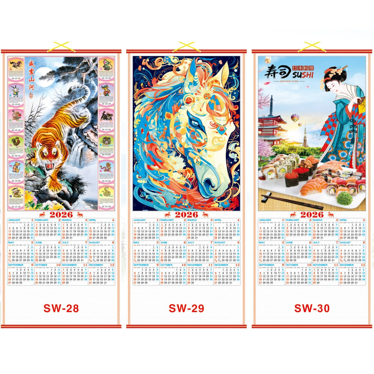Scroll Wall Calendar 2026 Horse Year - Yorkn Inc✅