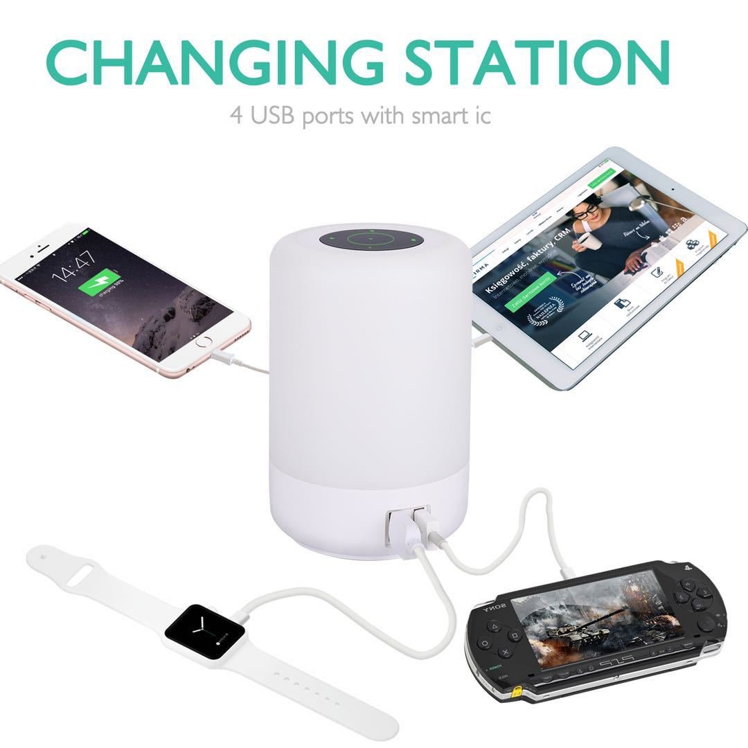 Table Lamp Touch Night Light - 4 Quickly Charge Usb Port - Yorkn Inc✅