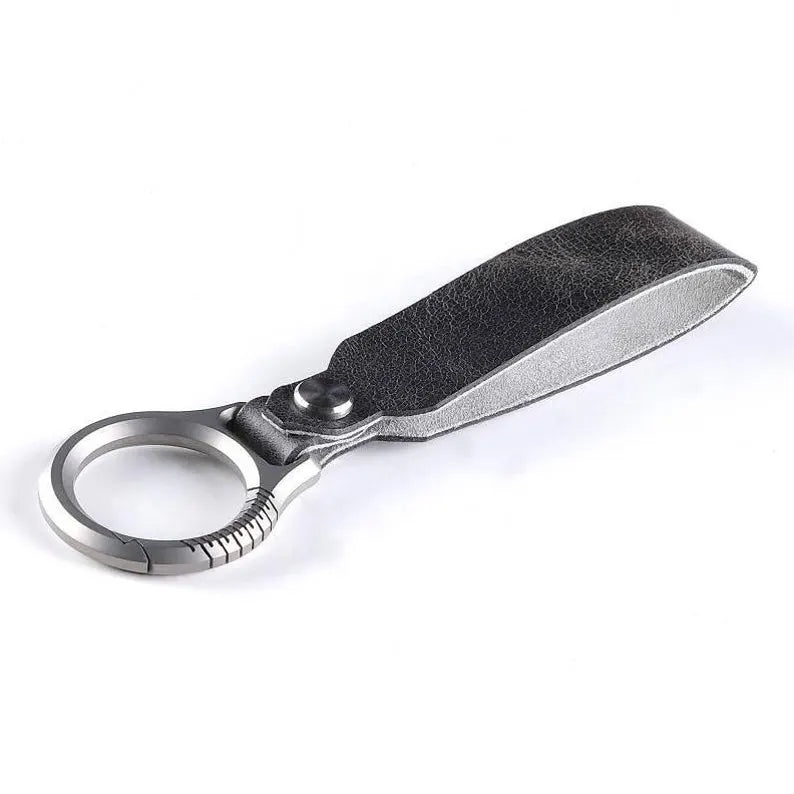 Titanium Alloy Ring Leather Keychain - Yorkn Inc✅
