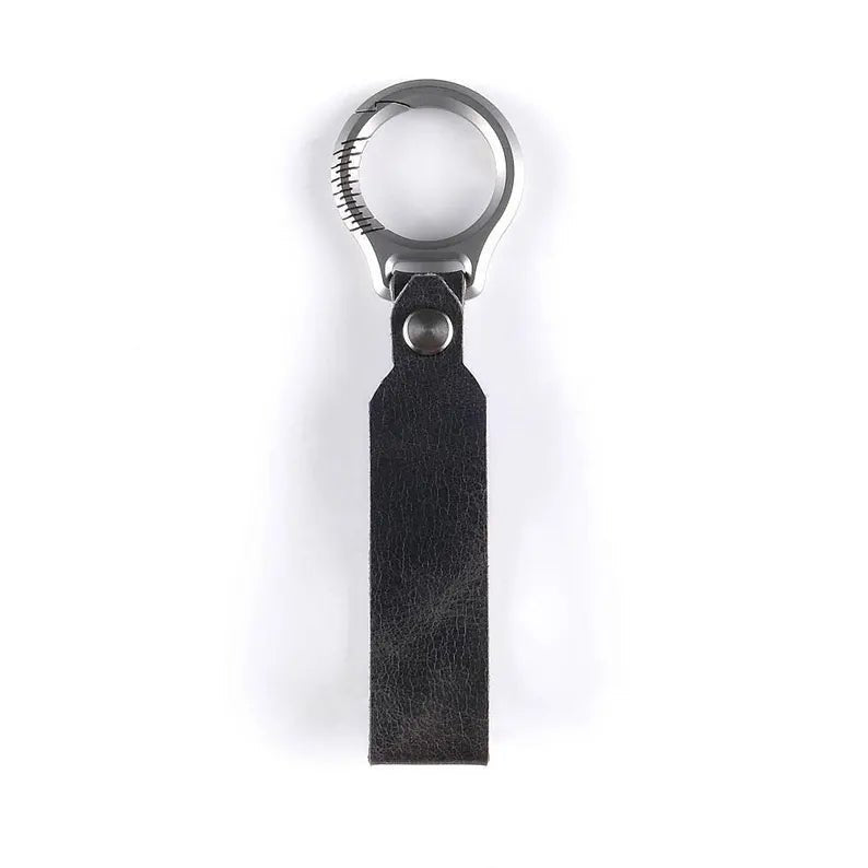 Titanium Alloy Ring Leather Keychain - Yorkn Inc✅