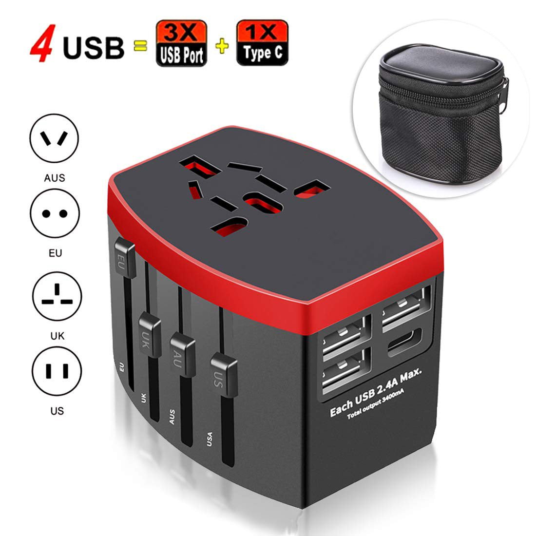 Universal Travel Adapter With Case - Yorkn Inc✅