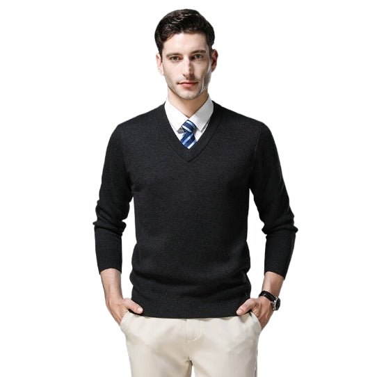 V - neck Solid Color Sweater - Yorkn Inc✅