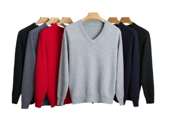 V - neck Solid Color Sweater - Yorkn Inc✅