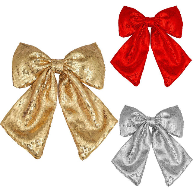 13.5inch Large Christmas Sequin Bow Decor - Yorkn Inc✅