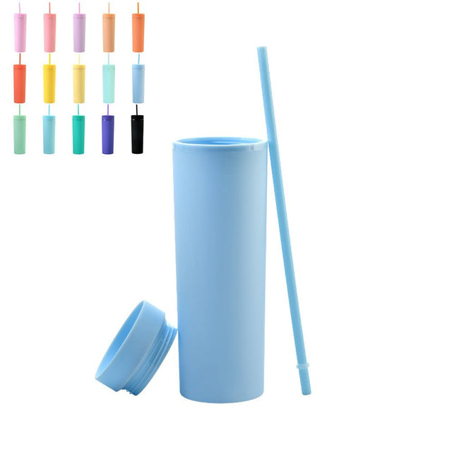 16oz Double Wall Plastic Tumblers With Straw And Lid - Yorkn Inc✅