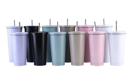 16oz Stainless Steel Cup With Straw - Yorkn Inc✅