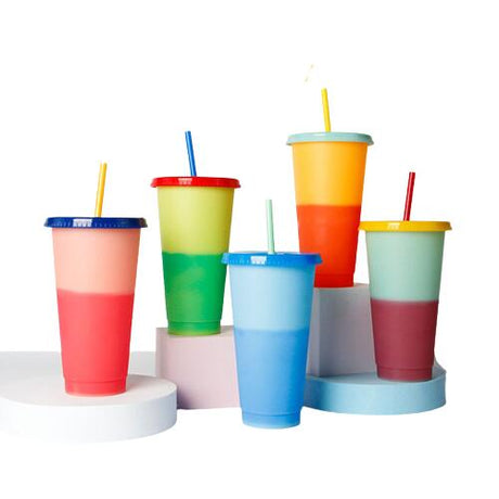 17 Oz. Color Changing Cups With Lids & Straws - Yorkn Inc✅