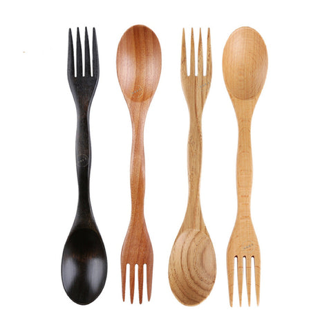  2 In 1 Wooden Spoon And Fork - Yorkn Inc✅