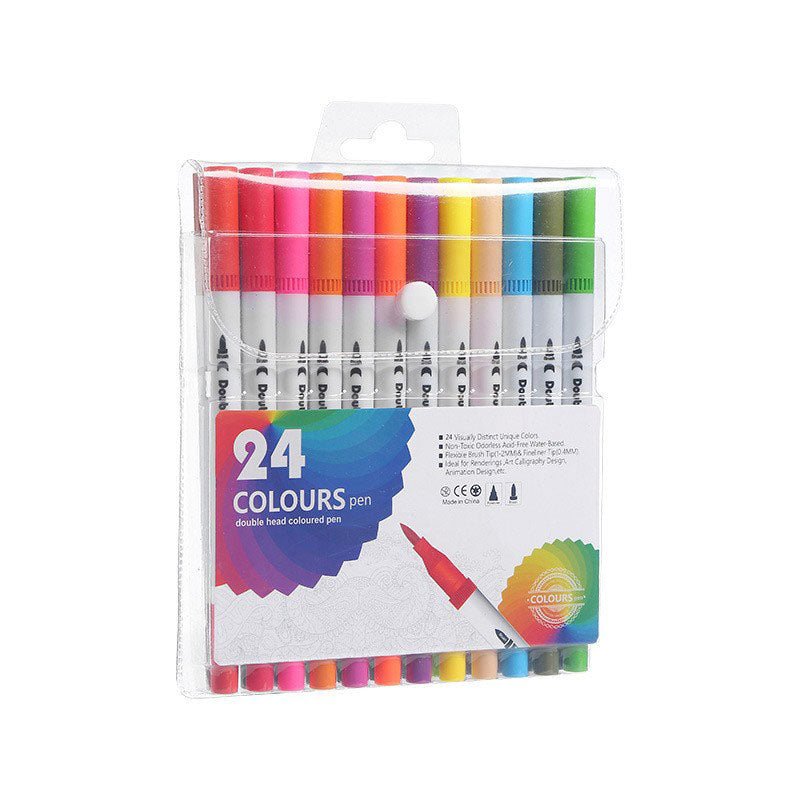 24 Washable Dual Tip Watercolor Pens - Yorkn Inc✅