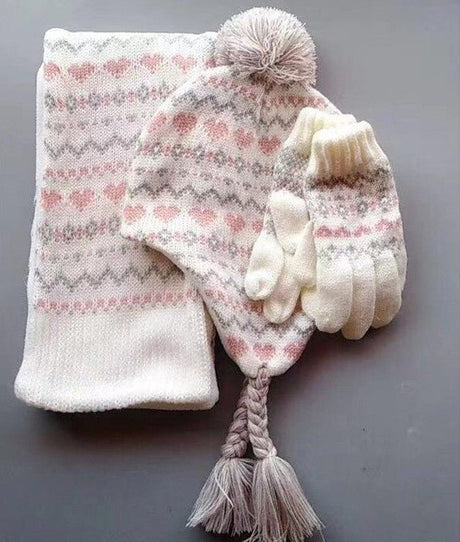 3 - pieces Winter Knit Hat Scarf Set - Yorkn Inc✅