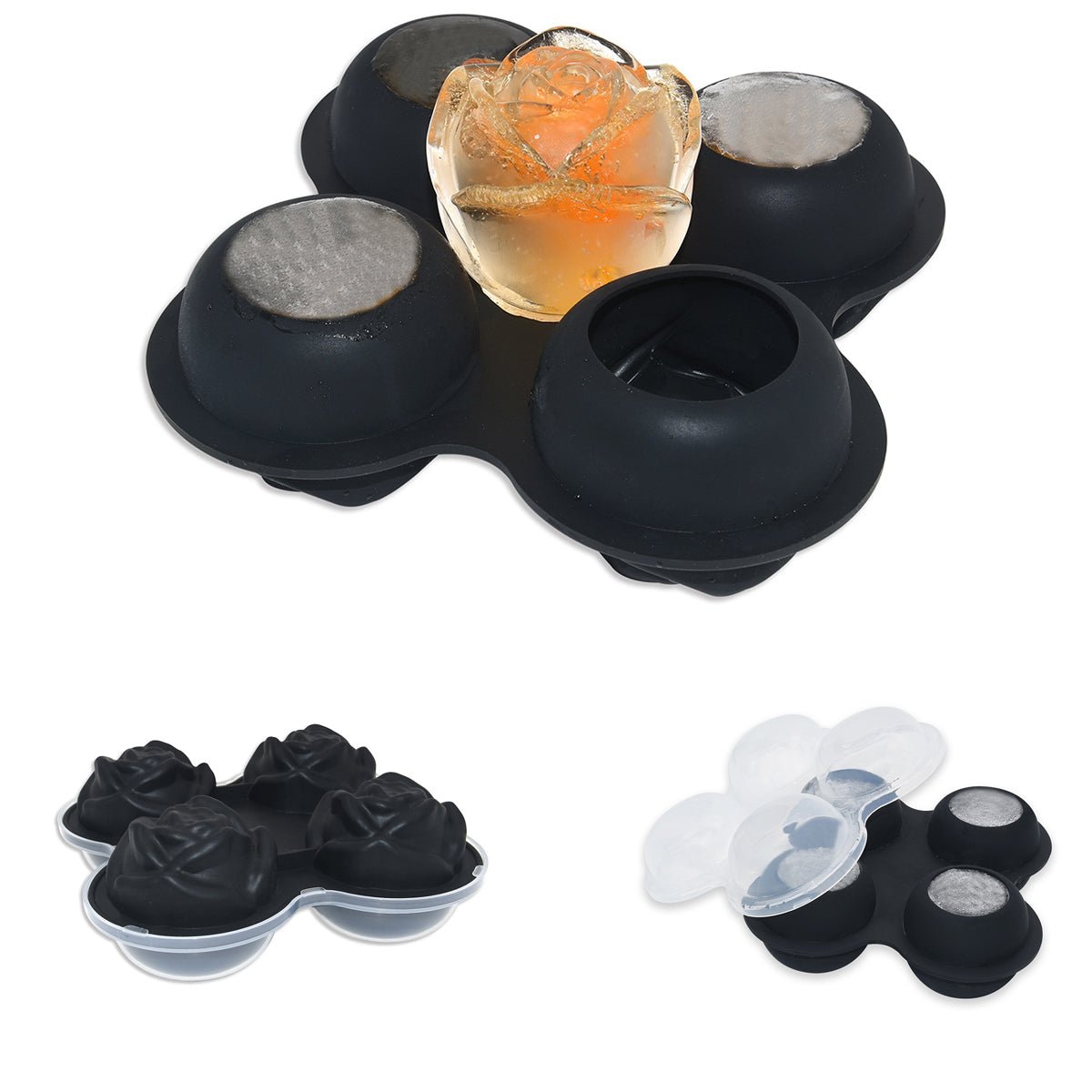 3d Silicone Rose Shaped Ice Cube Mold With Lid - Yorkn Inc✅