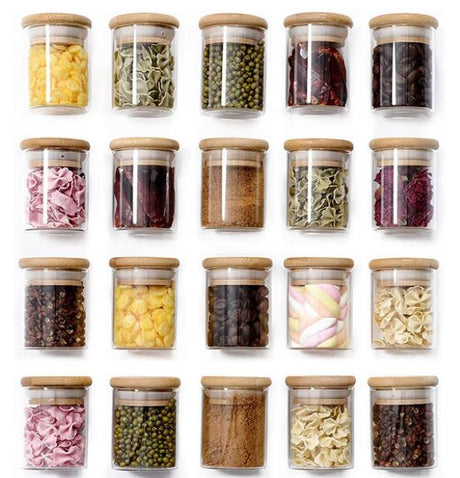 3oz Glass Spice Jars With Bamboo Lid - Yorkn Inc✅