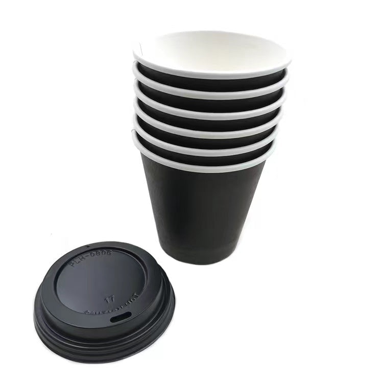 4oz Black Paper Cup With Lid - Yorkn Inc✅