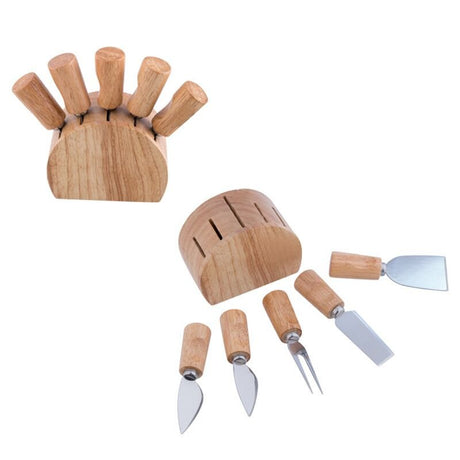 5 Piece Steel & Wood Cheese Set - Yorkn Inc✅