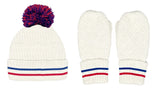 Waffle Knit Winter Beanie And Mittens Set