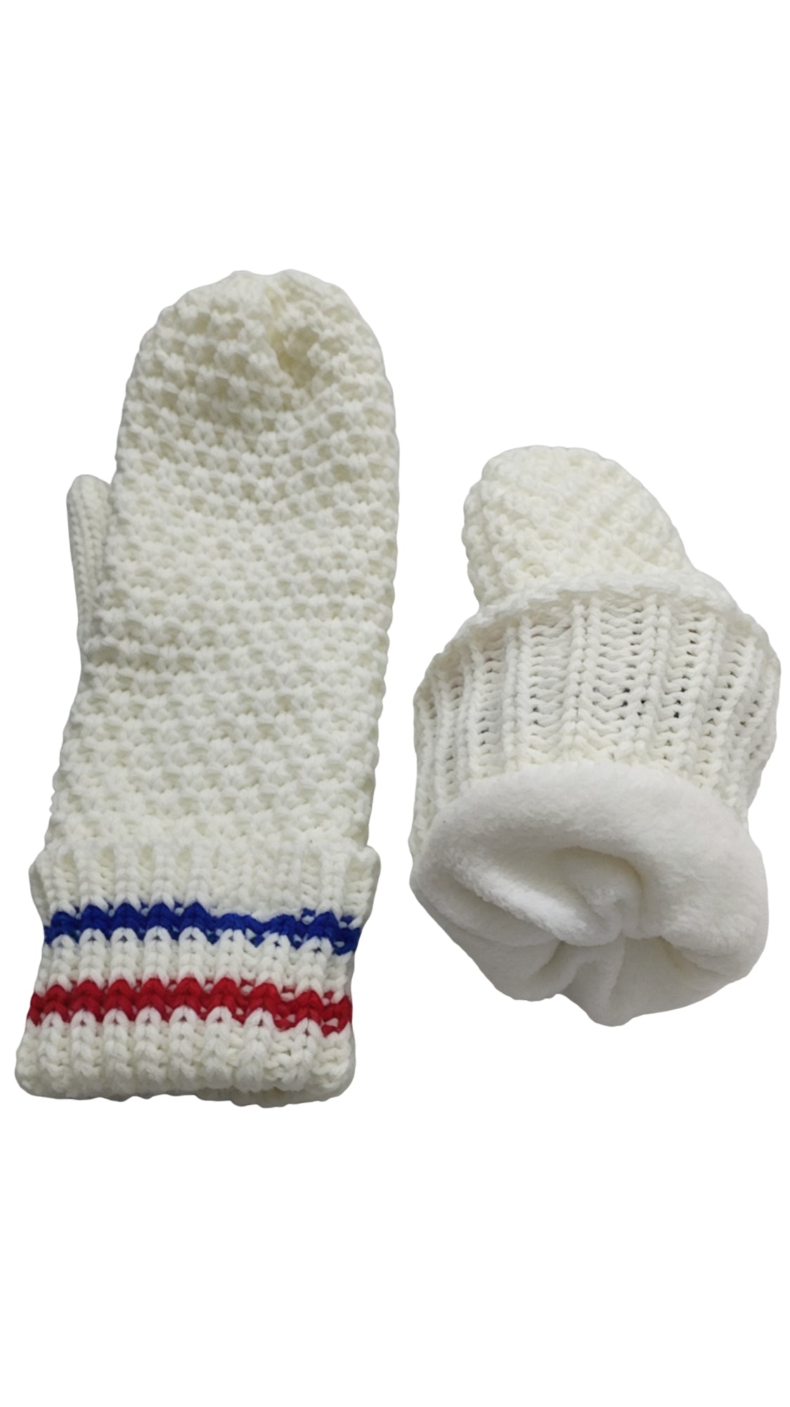 Waffle Knit Winter Beanie And Mittens Set