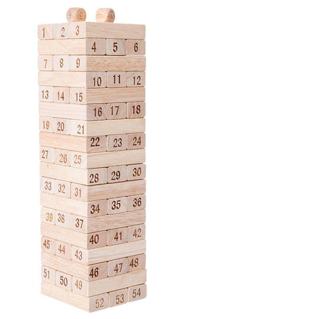 54pcs Wooden Jenga With Two Dices - Yorkn Inc✅