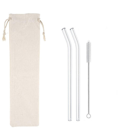 Bent Glass Straws With 1 Cleaning Brush - Yorkn Inc✅