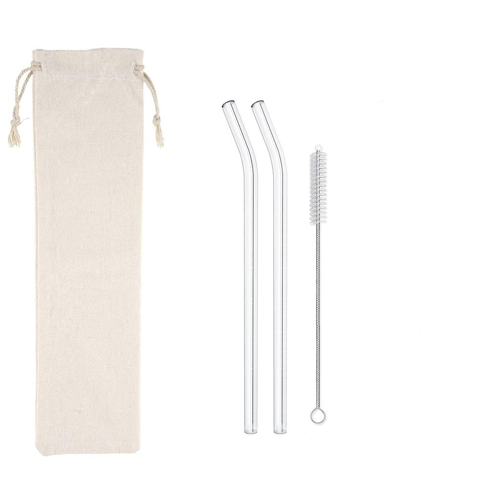 Bent Glass Straws With 1 Cleaning Brush - Yorkn Inc✅