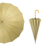 Classic Windproof Straight Umbrella 16 Ribs Wood Crook Handle - Yorkn Inc✅