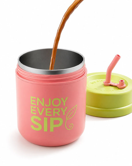 Dopamine Color Stainless Steel Tumbler With Straw - Yorkn Inc✅