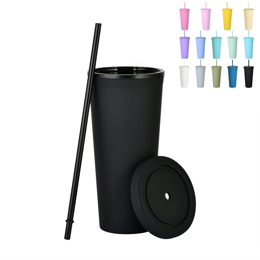 Double Wall Plastic Cups With Lids And Straws - Yorkn Inc✅