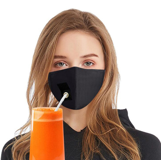 Face Covering With Drink Straw Hole - Yorkn Inc✅