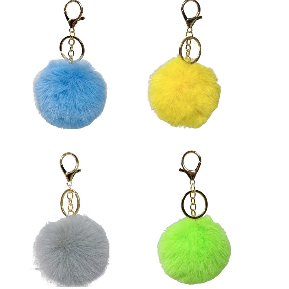 Fluffy Pom - pom Keychain - Yorkn Inc✅