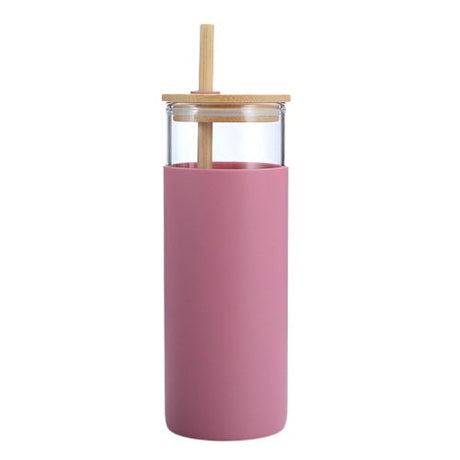 Glass Tumbler With Wooden Lid And Straw - Yorkn Inc✅