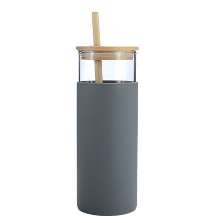 Glass Tumbler With Wooden Lid And Straw - Yorkn Inc✅