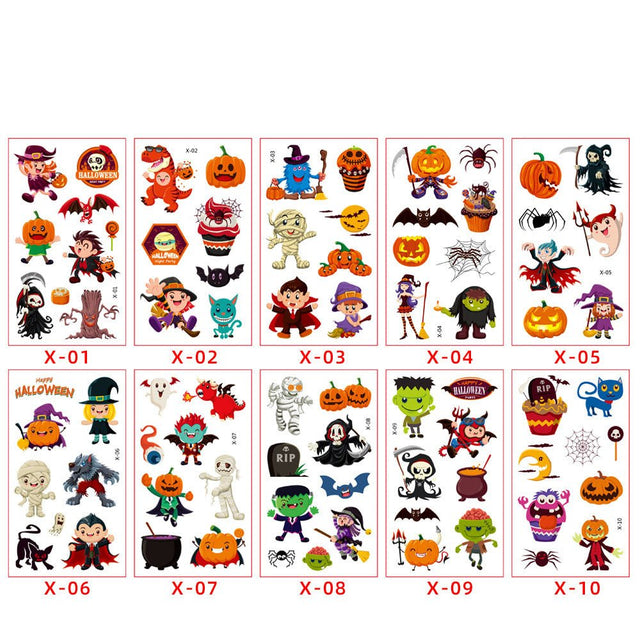 Halloween Tattoo Stickers With Paper Card Head - Yorkn Inc✅