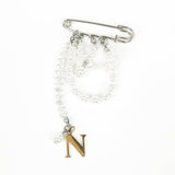 Letter N Pearl Safety Pin Brooch - Yorkn Inc✅