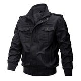 Multi Pockets Zip Front Stand Collar Military Jacket - Yorkn Inc✅