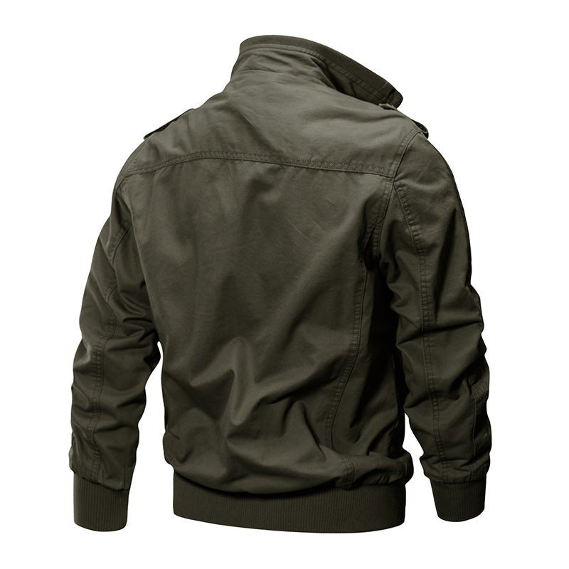 Multi Pockets Zip Front Stand Collar Military Jacket - Yorkn Inc✅