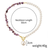 Natural Stone And Pearl Necklace - Yorkn Inc✅