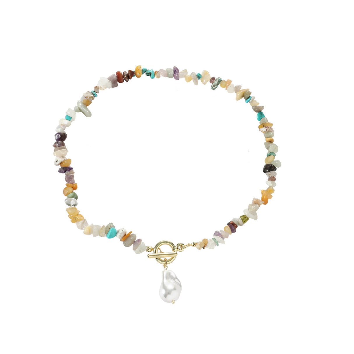 Natural Stone And Pearl Necklace - Yorkn Inc✅